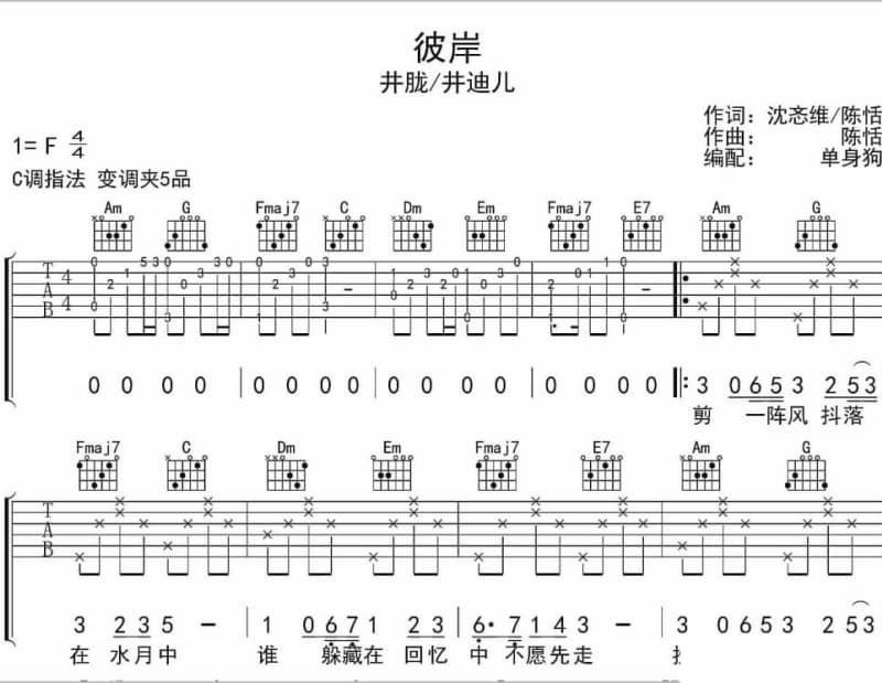 《长安花》吉他谱_张露