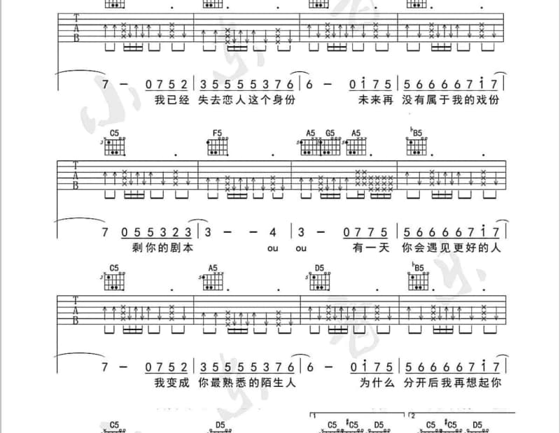 《感官先生》吉他谱_张秦