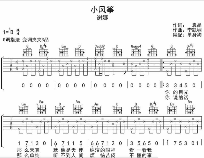 《菊花台》吉他谱_张晴