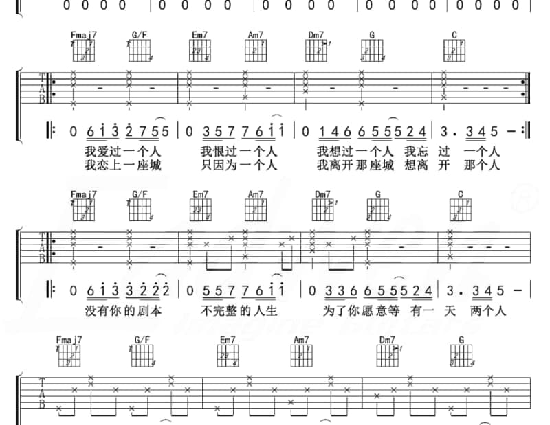 《小村之恋》吉他谱_张炜