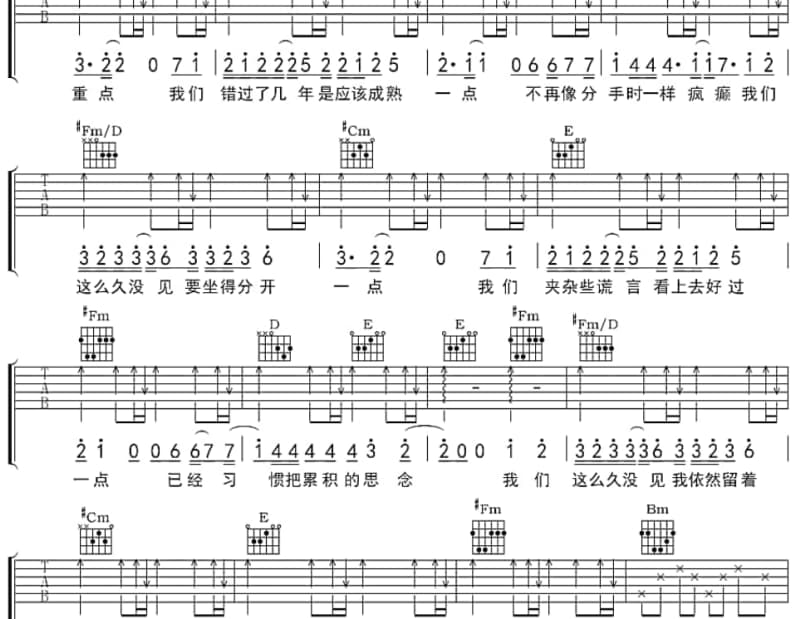 《爱难求情难断》吉他谱_张鑫雨