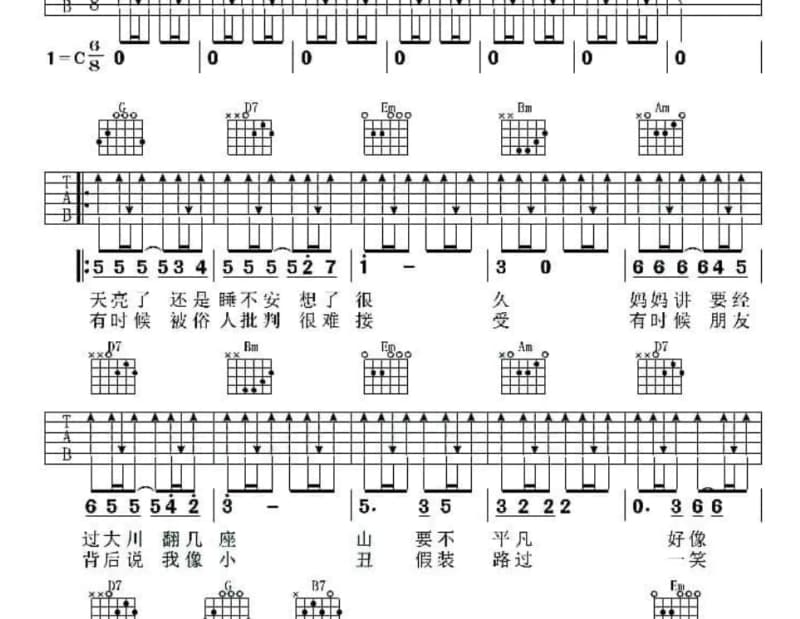 《天上人间》吉他谱_张也