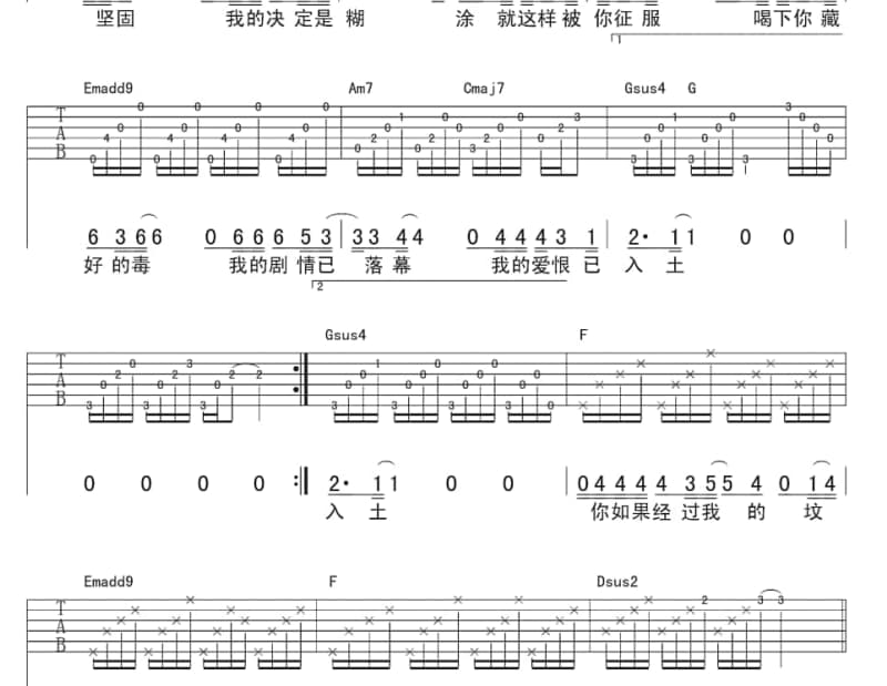 《白城路》吉他谱_张叶蕾