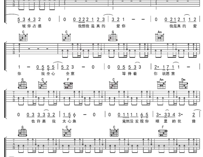 《有人常常把爱情比作一种冲动》吉他谱_张之夏