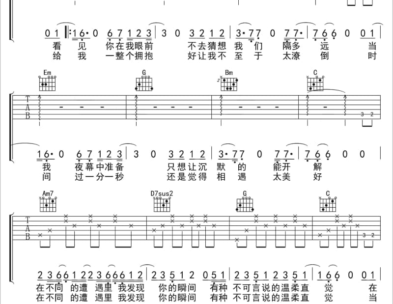 《离人殇》吉他谱_赵方婧