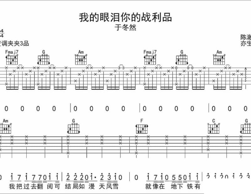 《情人眼泪》吉他谱_赵洋