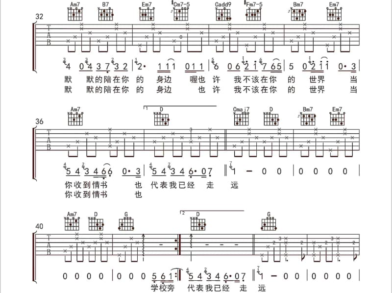 《今生欠你的一切》吉他谱_六哲