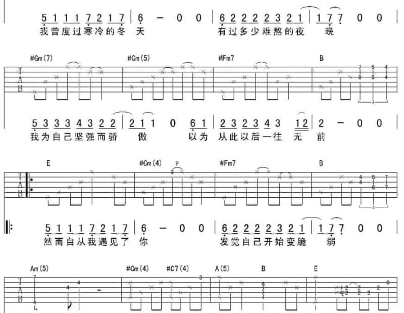 《我的快乐就是想你》吉他谱_红蔷薇