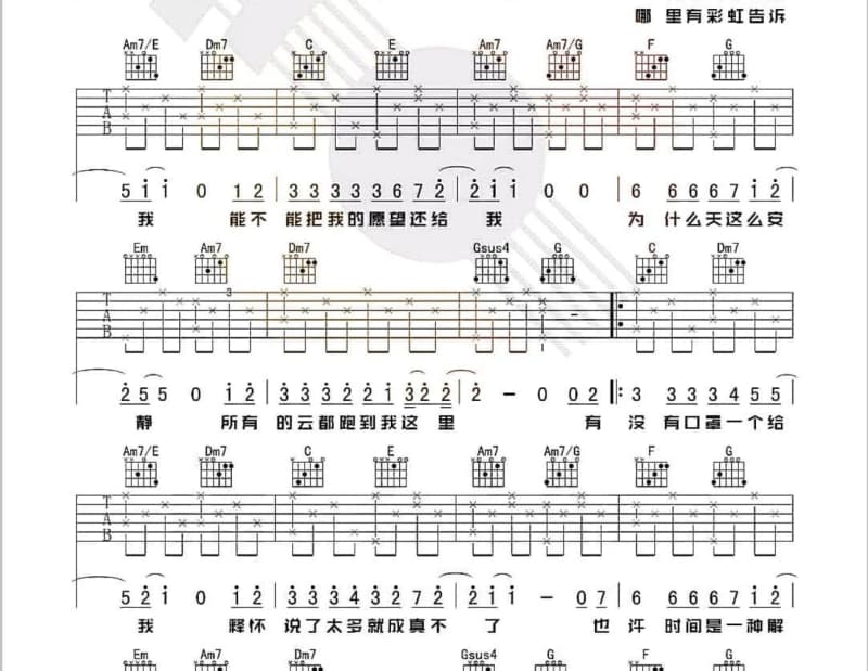 《万水千山总是情》吉他谱_朱明瑛