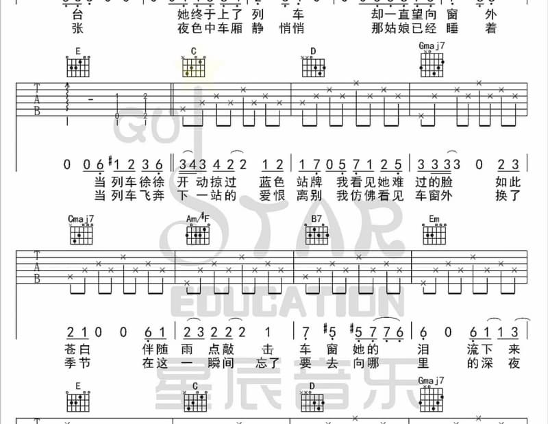 《黄孩子》吉他谱_朱哲琴