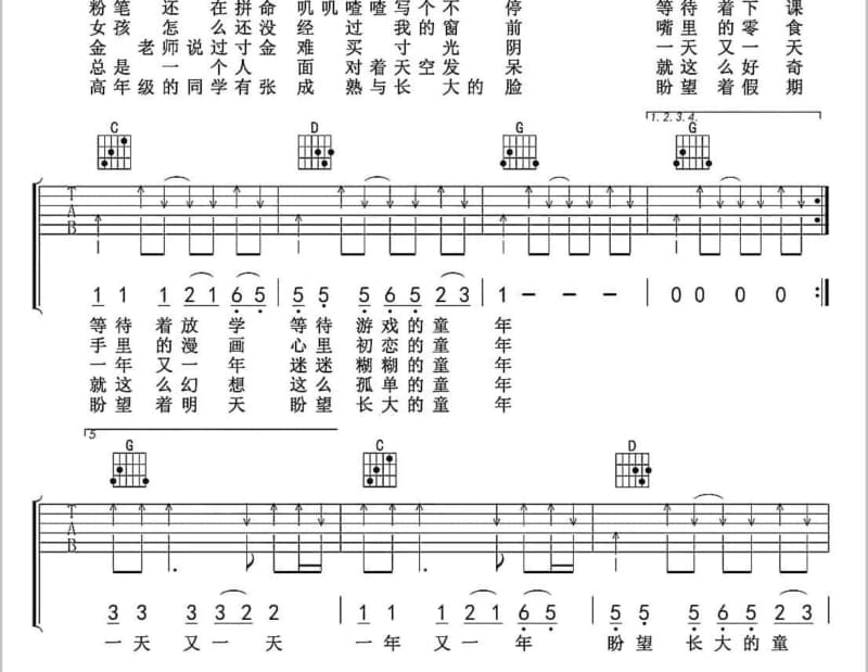 《唱支山歌给党听》吉他谱_祖海