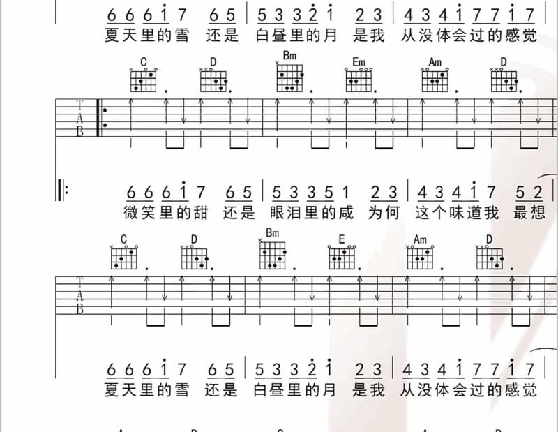 《火热的爱》吉他谱_乌兰托娅