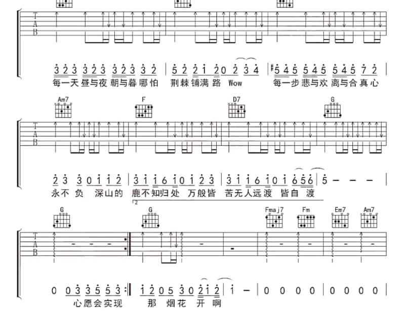 《绿野声踪》吉他谱_胡琳