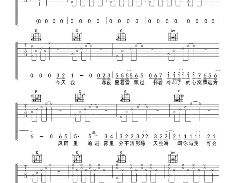《面对》吉他谱_于娜
