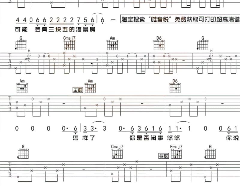 《笑着说再见》吉他谱_丁一