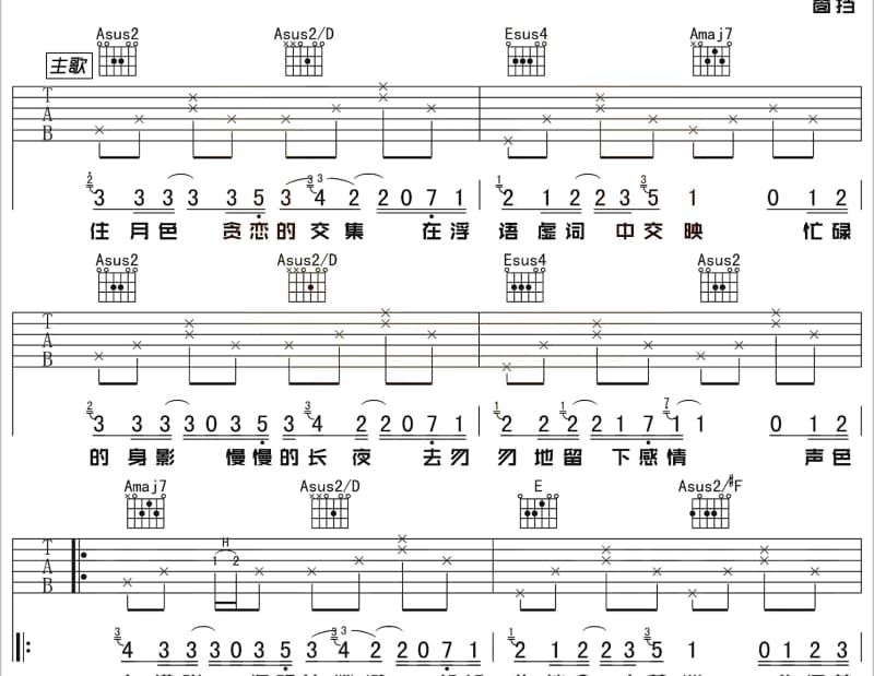 《羌绣》吉他谱_云朵