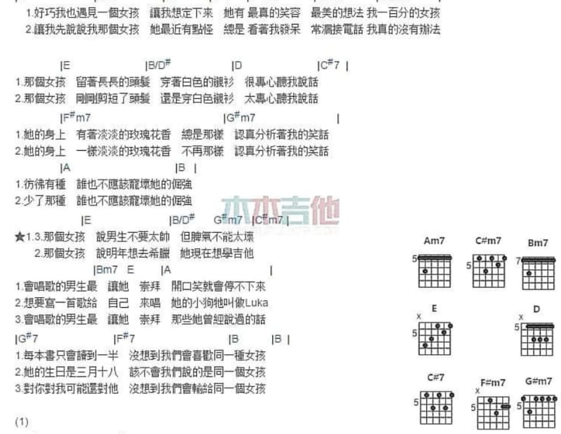 《最美的相遇》吉他谱_云朵