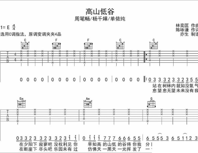 《归去来兮》吉他谱_阿YueYue