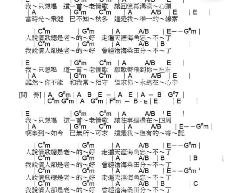 《真正的伤心没有泪》吉他谱_东方依依