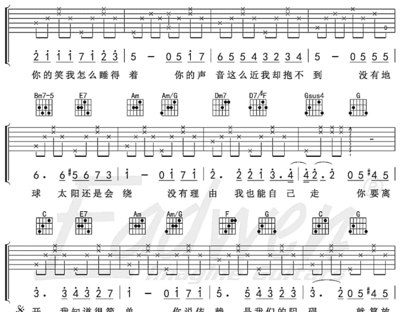 《一分一寸》吉他谱_阿YueYue