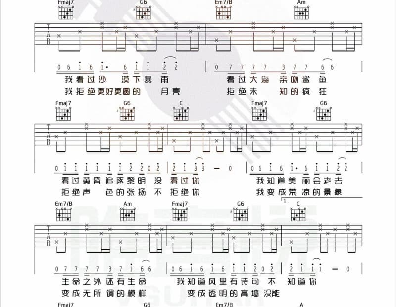 《后来者》吉他谱_花7