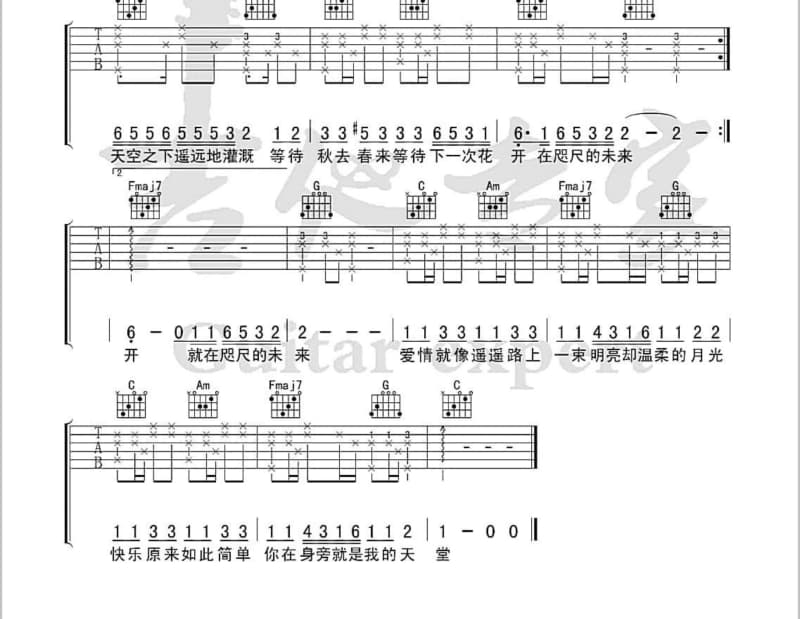 《野孩子》吉他谱_阿细