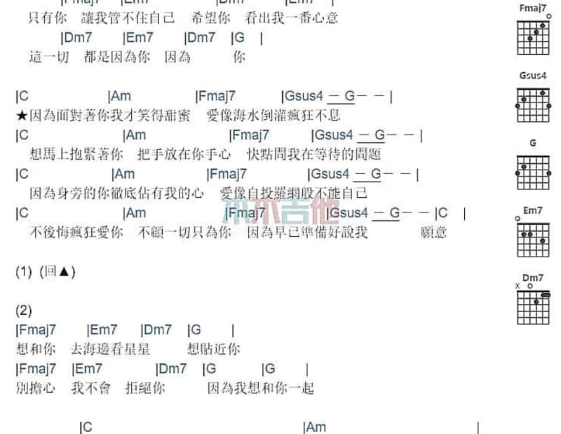 《长夜漫漫为情醉》吉他谱_花姐
