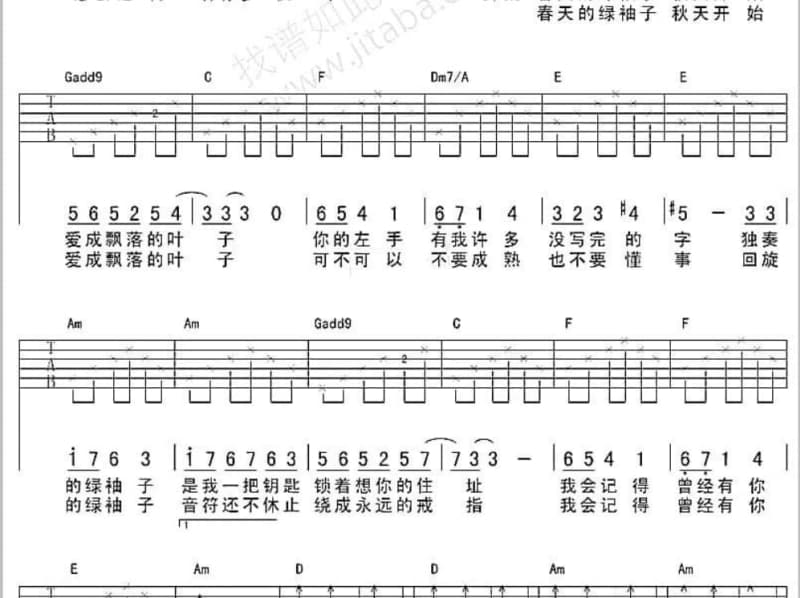《当归》吉他谱_路飞老湿
