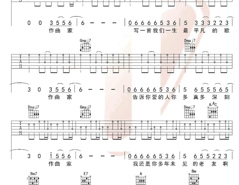 《欧若拉》吉他谱_冯提莫