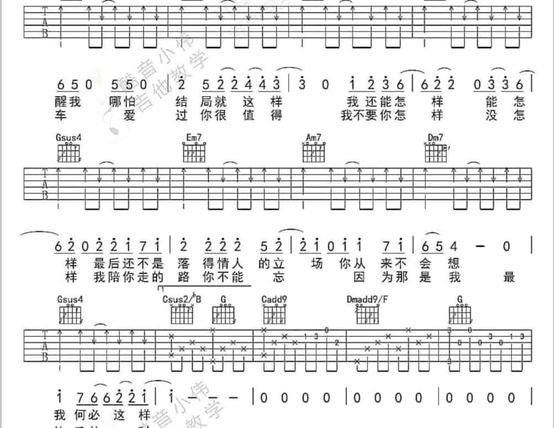 《其实我很在乎你》吉他谱_碧娜