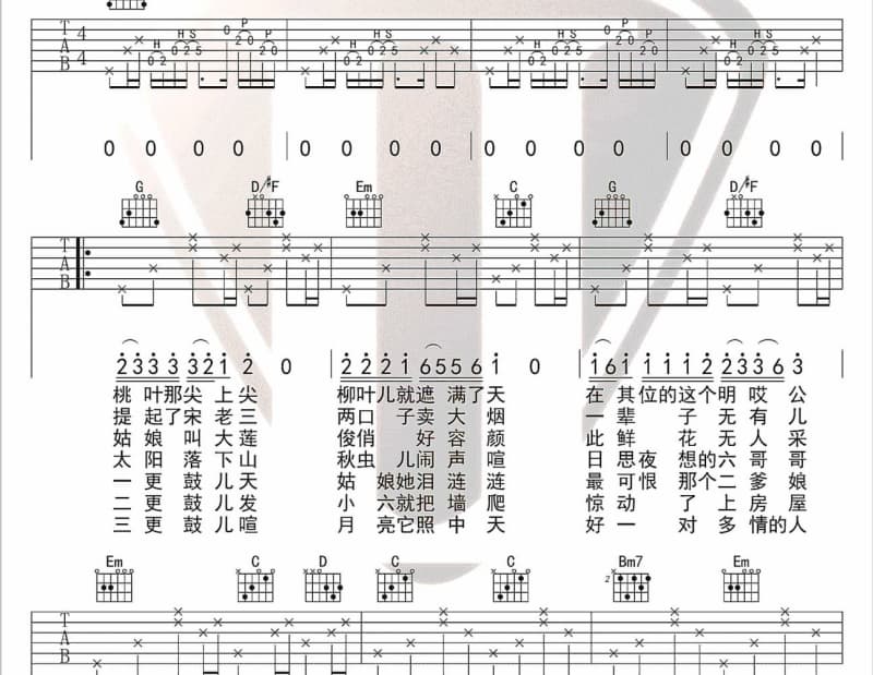 《故园恋歌》吉他谱_曹春梅