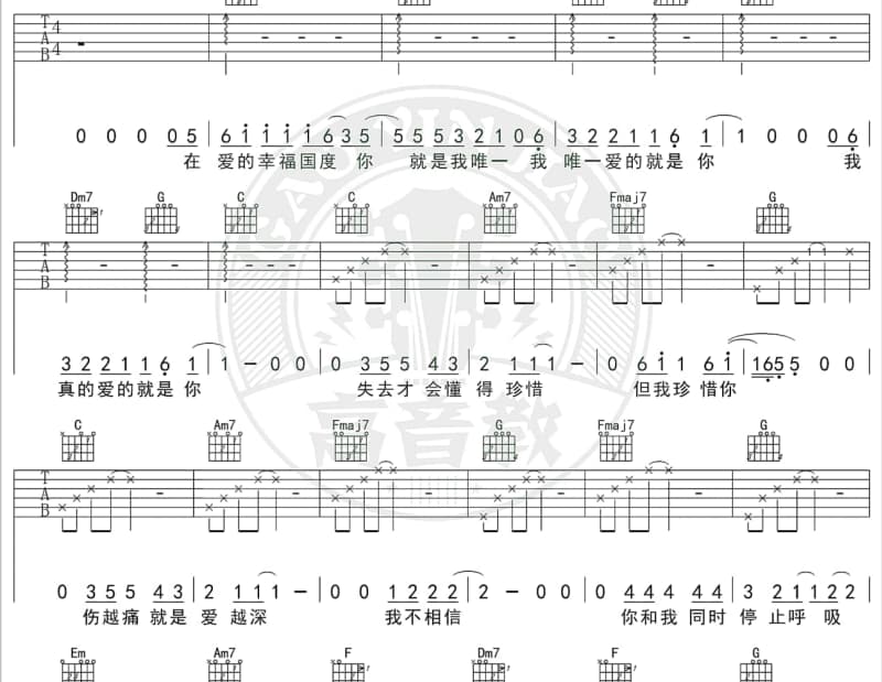 《水中花》吉他谱_冯阳阳