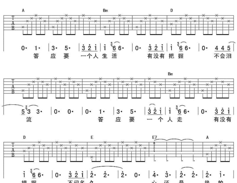 《无情的脚步声》吉他谱_常安