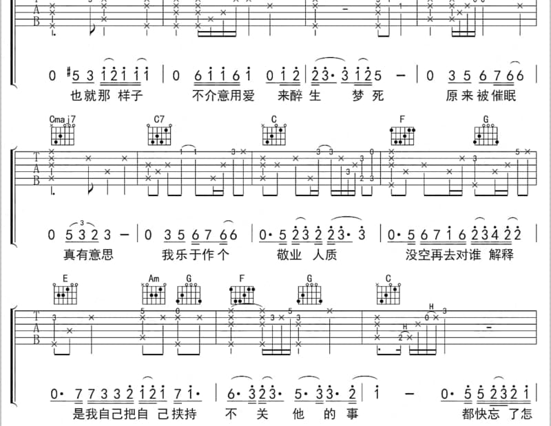 《风起之誓》吉他谱_陈乐一