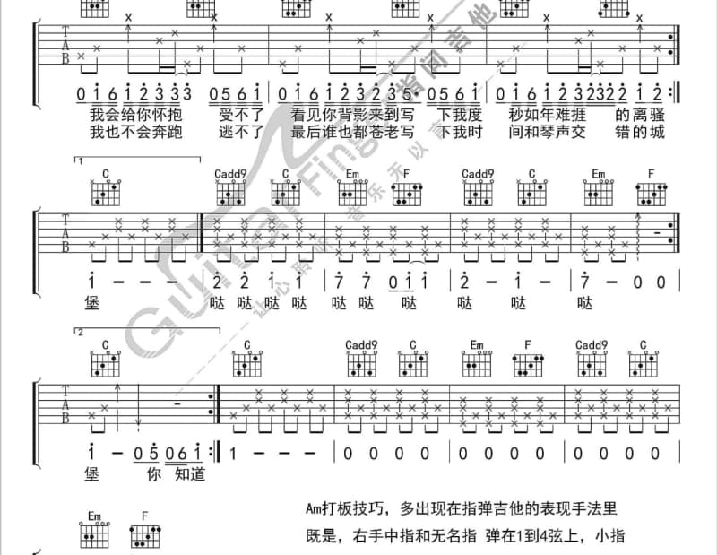《红旗颂》吉他谱_陈笠笠