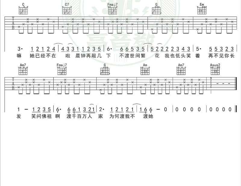 《缘》吉他谱_傅菁