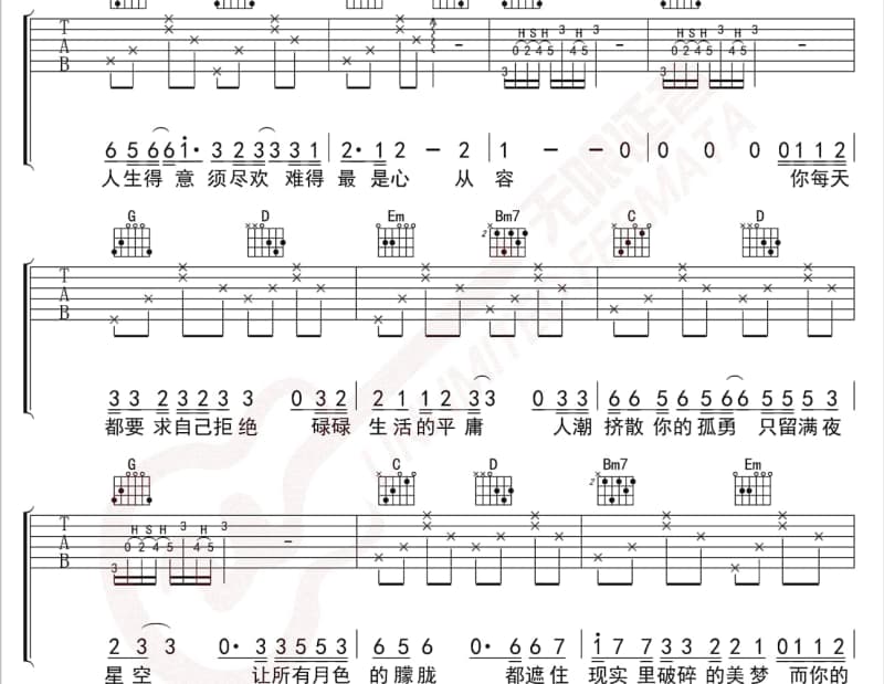 《青春是岁月的河》吉他谱_侃侃