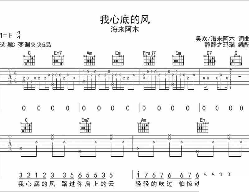 《沉香岁月》吉他谱_陈瑞