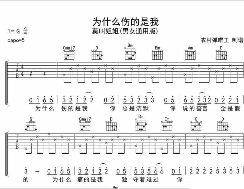 《虞美人》吉他谱_傅如乔