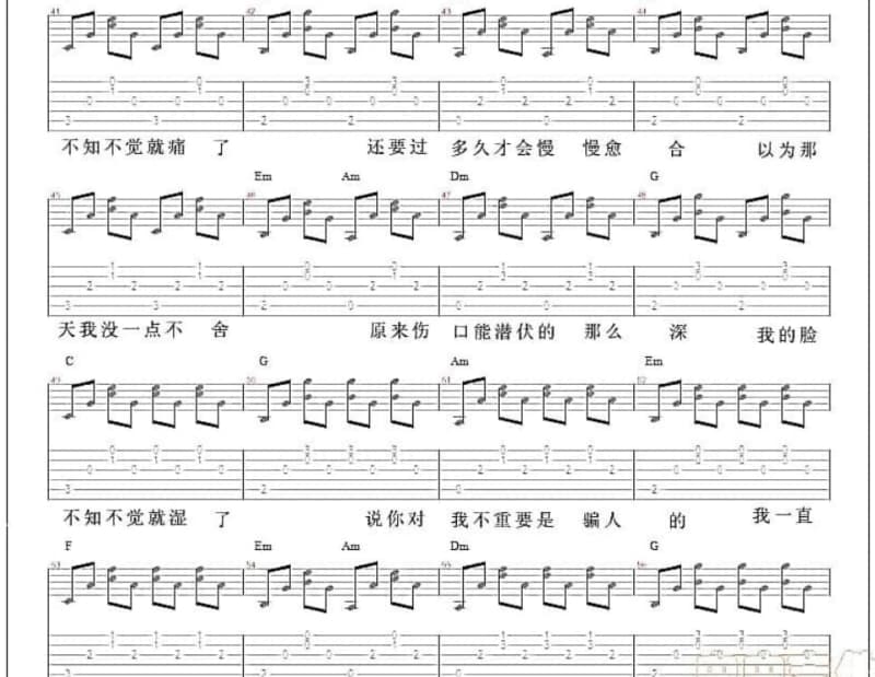 《哭泣的童话》吉他谱_陈瑞