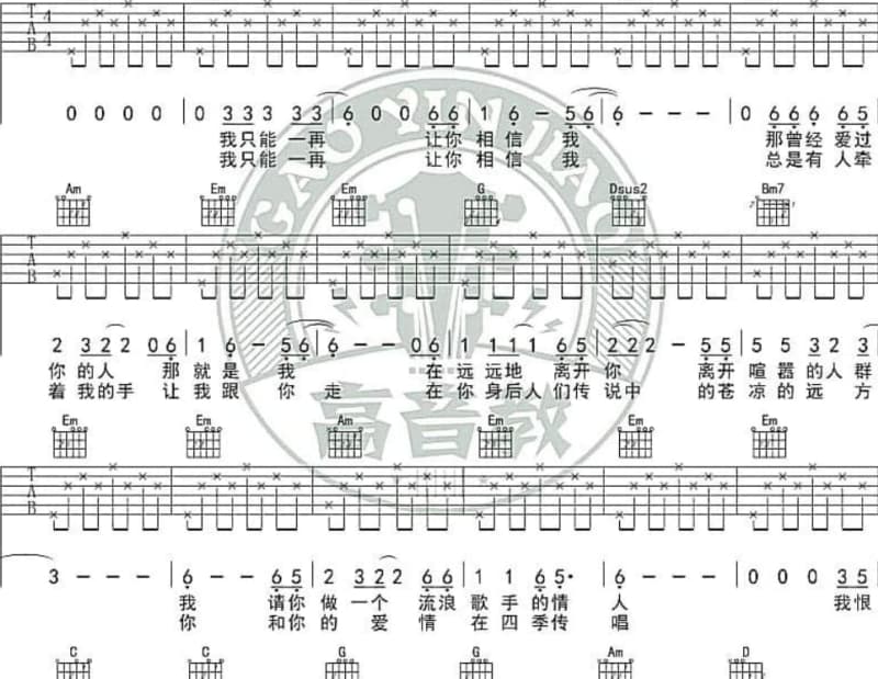 《梦醉西楼》吉他谱_陈瑞