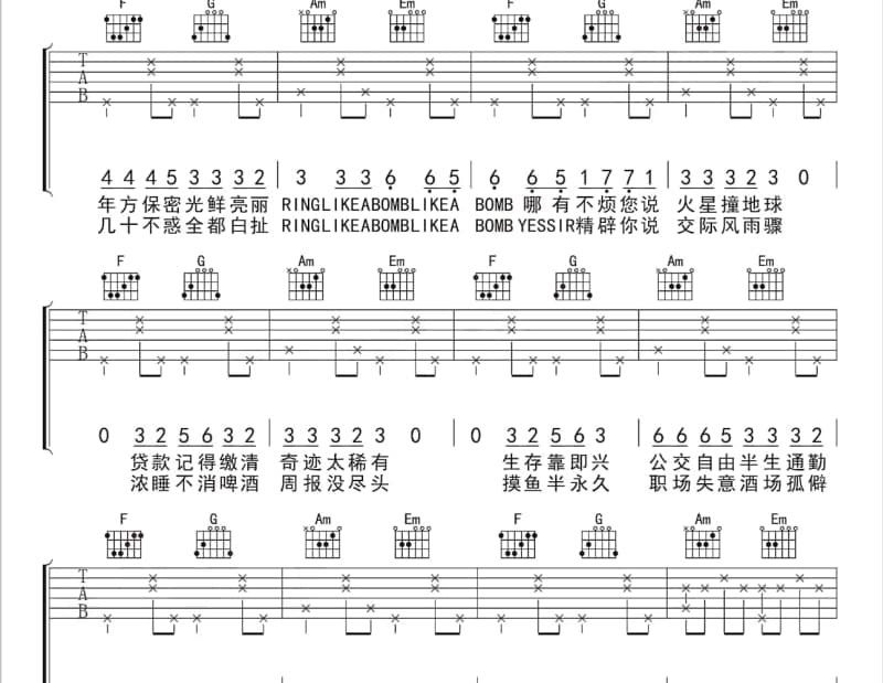 《世上没有我这样的人》吉他谱_陈瑞