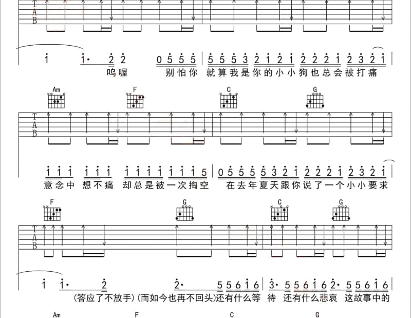 《风里雨里》吉他谱_关晶丹