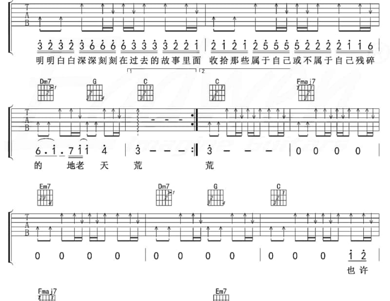 《最美的传奇》吉他谱_陈晓蓉