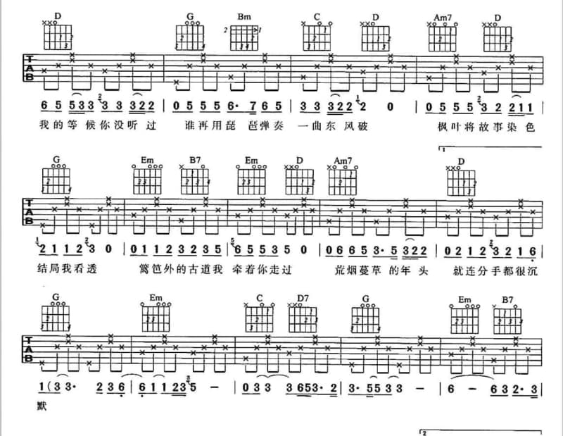 《 比如说》吉他谱_陈亦彬
