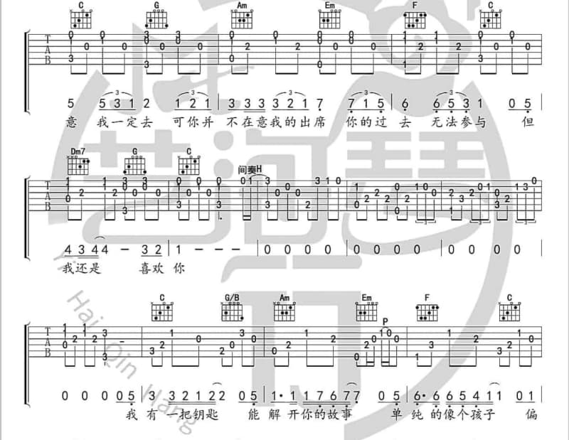 《月朦胧鸟朦胧》吉他谱_关牧村