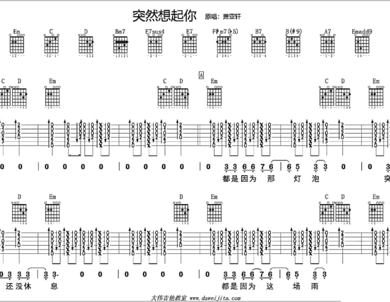 《想念你成了灾》吉他谱_陈珠珠