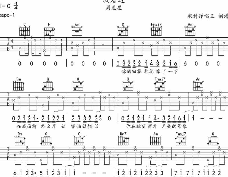 《从彼此世界经过》吉他谱_黄静美