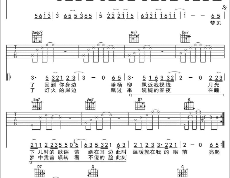 《今夜的风》吉他谱_程响