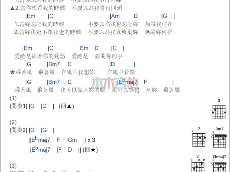《蓝水兵》吉他谱_吕继宏